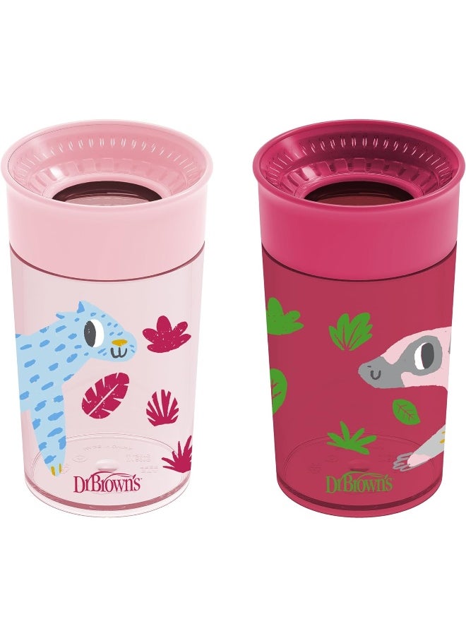 Dr. Brown's Milestones Cheers360 Cup, Pink & Red, 10oz, 2 Count (Pack of 1)