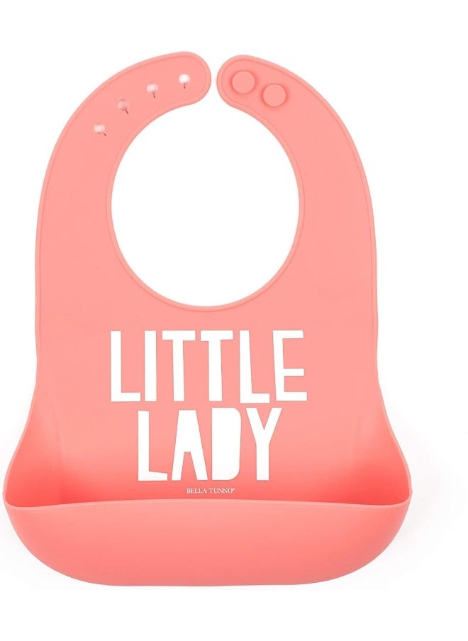 BELLA TUNNO Wonder Bib - Adjustable Silicone Baby Bibs for Girls, Durable and Waterproof BPA Free Silicone, Little Lady