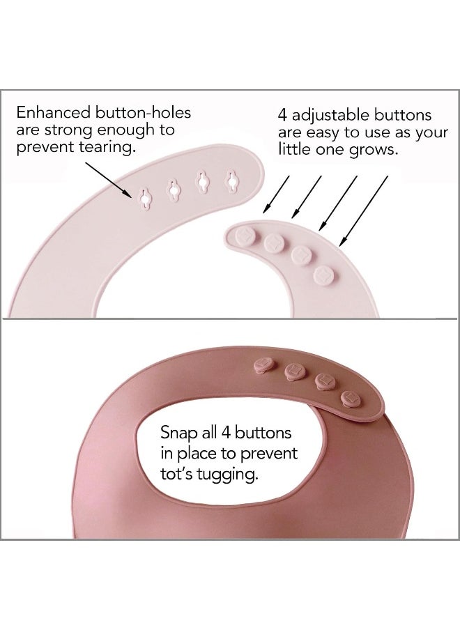 2-Pack Waterproof Silicone Baby Bib Light Weight Comfortable Easy Wipe Clean