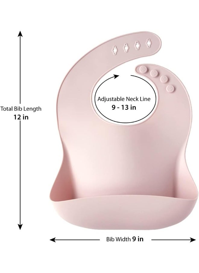 2-Pack Waterproof Silicone Baby Bib Light Weight Comfortable Easy Wipe Clean