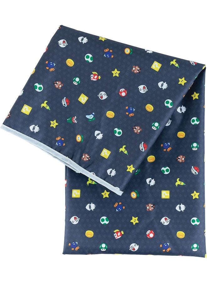 Bumkins Baby Splat Mat for Under High Chair, Nintendo Super Mario Waterproof Washable Cloth for Arts and Crafts, Playtime Mats for Kids, Floors or Tables, Reusable Fabric