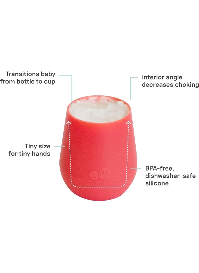 ezpz Tiny Cup (Coral) - 100% Silicone Training Cup for Infants - Designed by a Pediatric Feeding Specialist - 4 months+