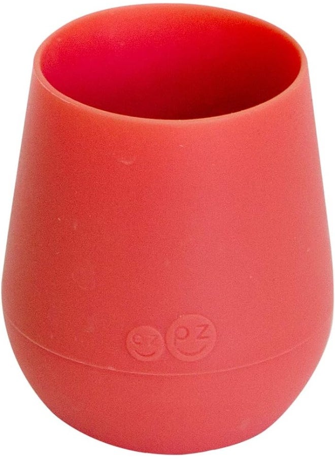 ezpz Tiny Cup (Coral) - 100% Silicone Training Cup for Infants - Designed by a Pediatric Feeding Specialist - 4 months+