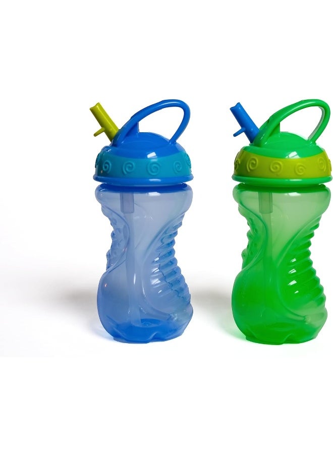 Nuby 2-Pack Flip-It Easy Grip Cups with Easy-Flo Straw, 10 Ounce, Colors May Vary