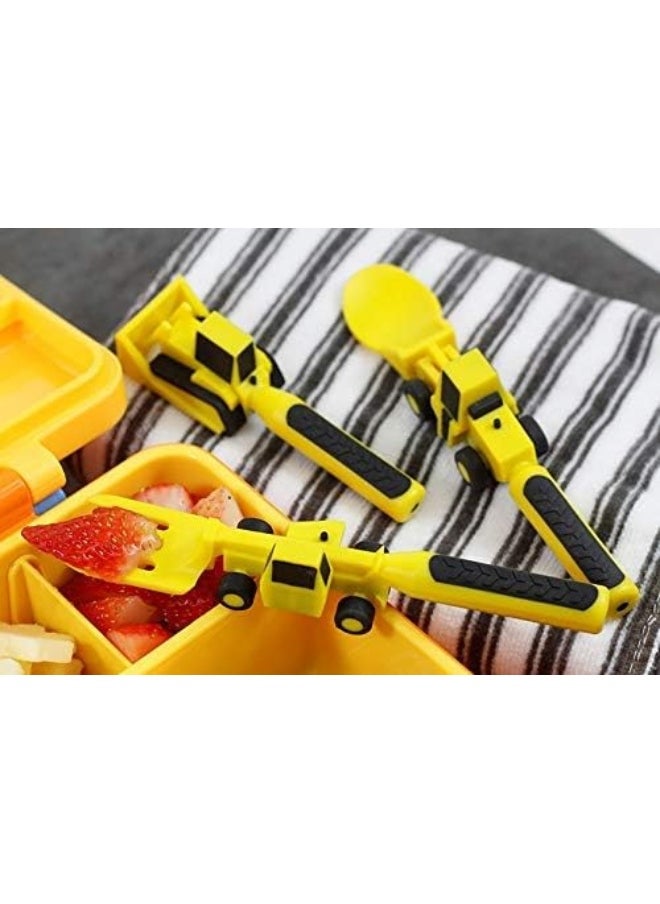 Constructive Eating Set of 3 Construction Utensils for Toddlers, Infants, babies and kids - Flatware Toys are Made with FDA Approved Materials for Safe and Fun Eating