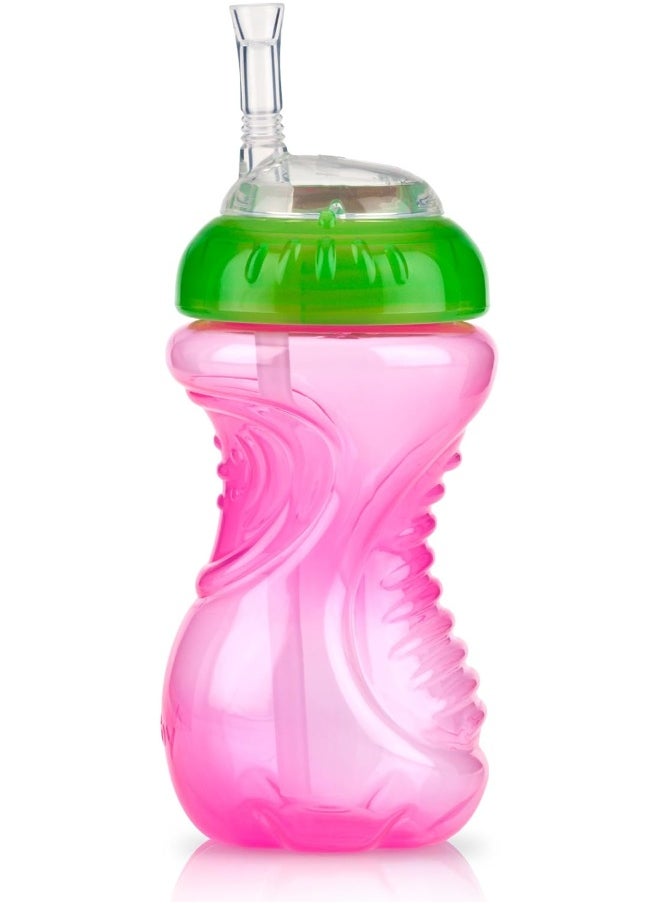 Nuby 3 Piece Girl No-Spill Cup with Flex Straw, 10 Ounce