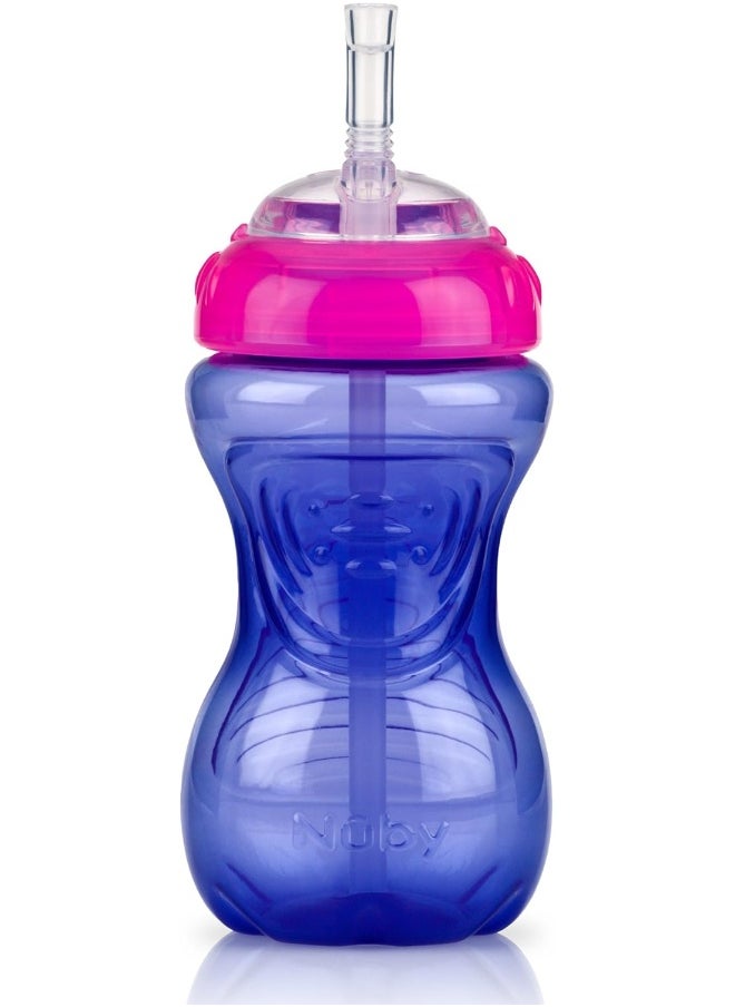 Nuby 3 Piece Girl No-Spill Cup with Flex Straw, 10 Ounce