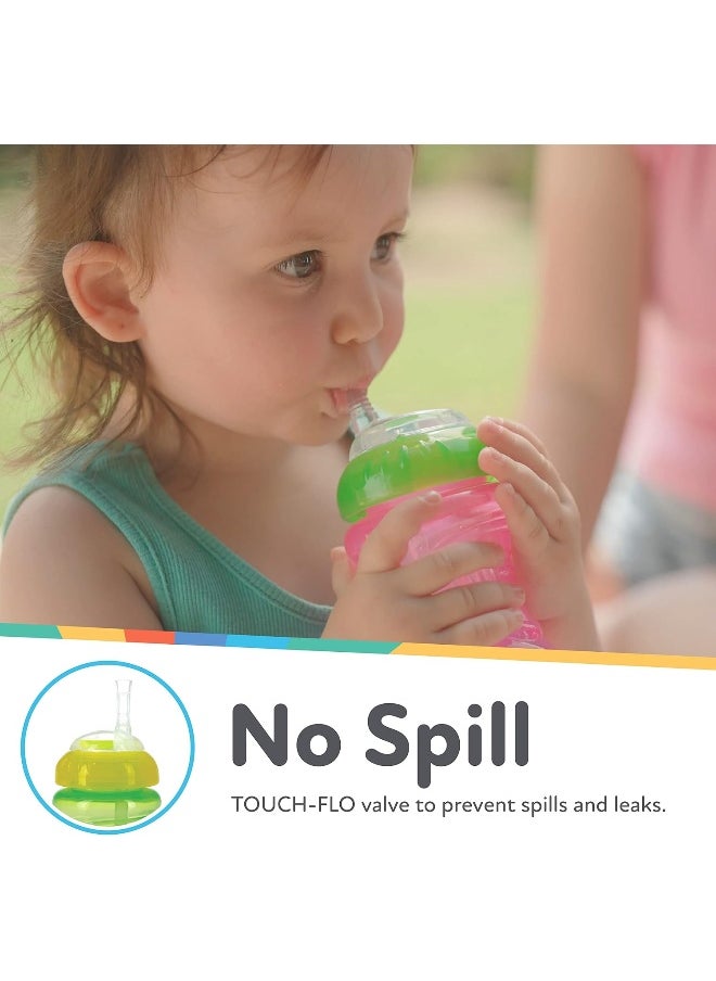 Nuby 3 Piece Girl No-Spill Cup with Flex Straw, 10 Ounce