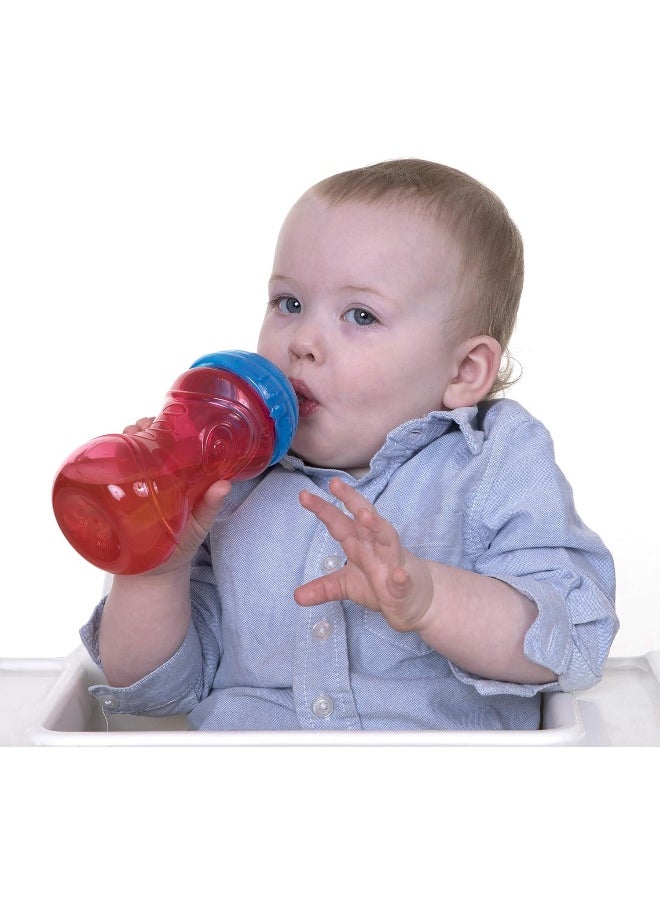 Nuby 2-Pack No-Spill Super Spout Easy Grip Cup, 10 Ounce, 6 Months +, Red and Blue