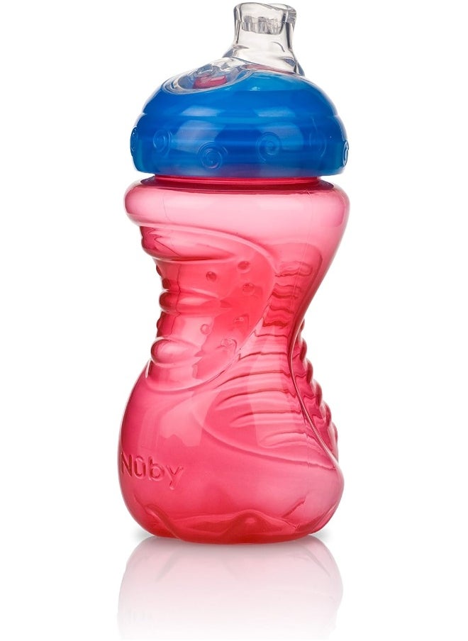 Nuby 2-Pack No-Spill Super Spout Easy Grip Cup, 10 Ounce, 6 Months +, Red and Blue