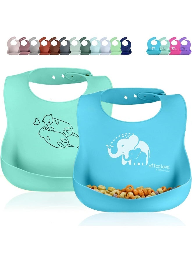 Otterlove Silicone Bibs - Set of Two Waterproof Bibs