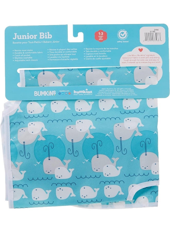 Bumkins Bibs, Baby and Toddler, Big Kids Girl and Boy, Large for Children 1-3 Years, Short Sleeve, Mess Saving, Smock for Eating and Playtime, Lightweight Waterproof Soft Fabric, Whales Away