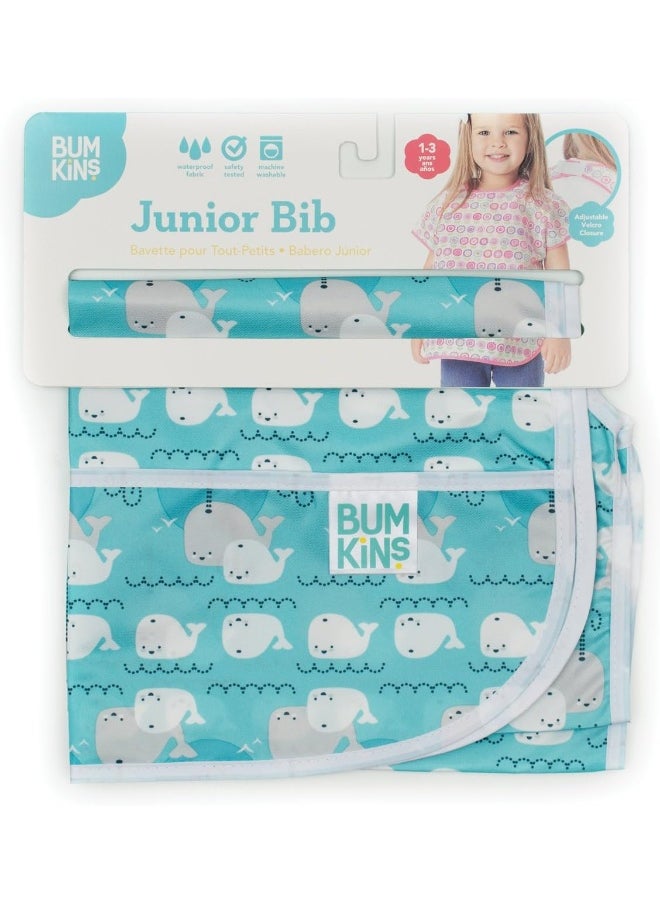 Bumkins Bibs, Baby and Toddler, Big Kids Girl and Boy, Large for Children 1-3 Years, Short Sleeve, Mess Saving, Smock for Eating and Playtime, Lightweight Waterproof Soft Fabric, Whales Away