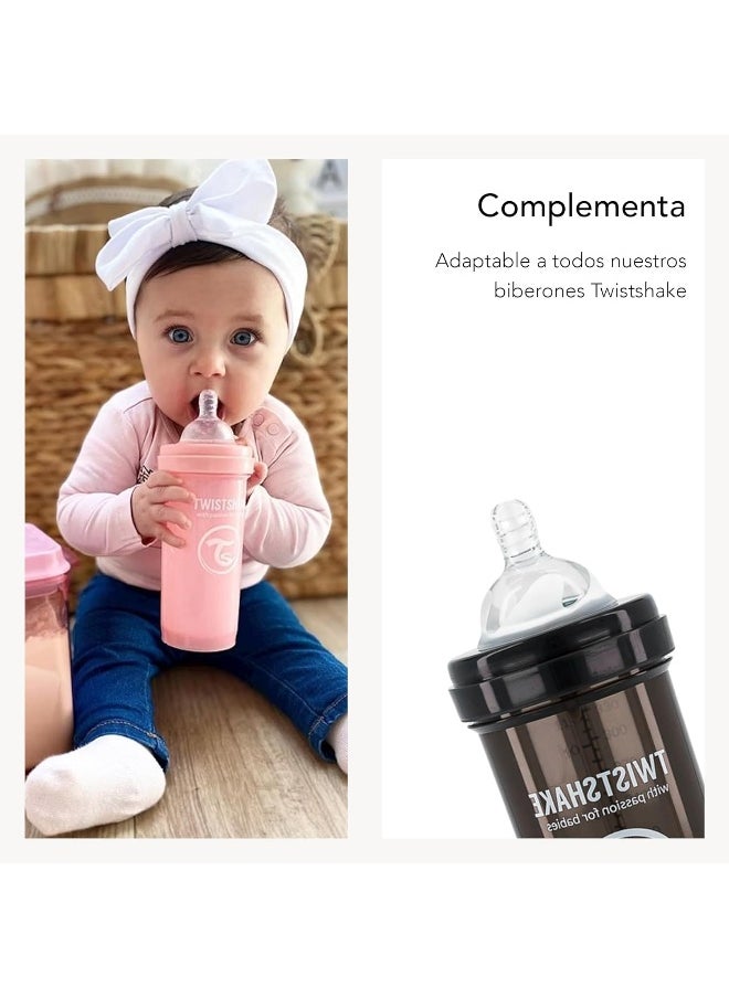 Twistshake Baby Anti-Colic Teats with Breast like Structure - Set of 2 | S Size - 0 Months+ | Soft Silicone - BPA-Free | Transparent