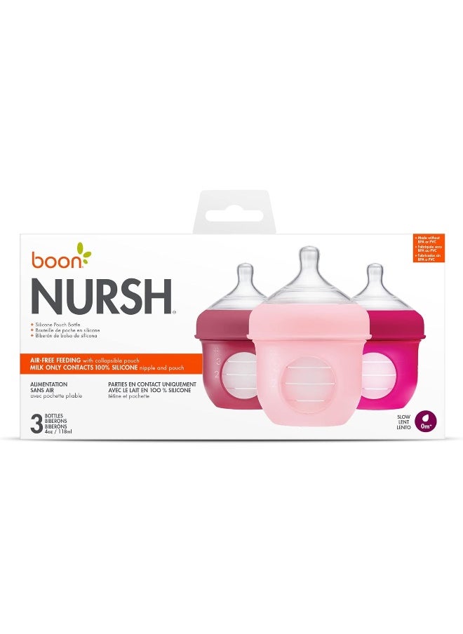 Boon Nursh Bottle, Pinkmulticolour, Packs Of 3, 4 Oz