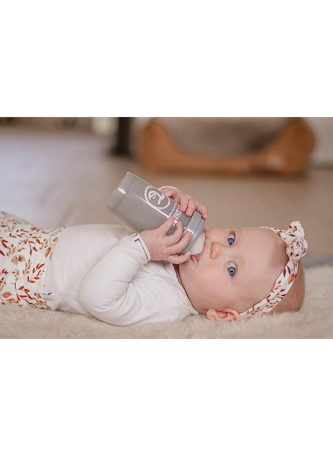Twistshake Anti-Colic Baby Bottle with Milk Powder Container and Mixer - 180ml | Slow Flow Silicone Breast-Like Nipple | BPA- Free | Suitable for Newborns (0+) | Blue