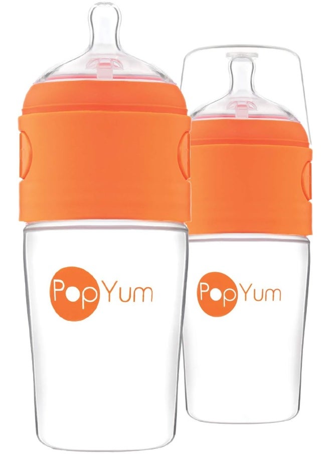 PopYum 9 oz Anti-Colic Formula Making/Mixing/Dispenser Baby Bottles, 2-Pack