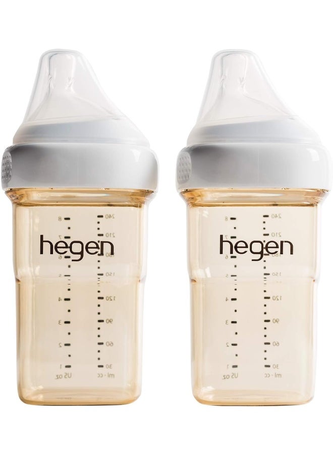 Hegen PCTO™ 240ml/8oz Feeding Bottle PPSU, Pack of 2 with 2 x Medium Flow Teat, 3 to 6 Months