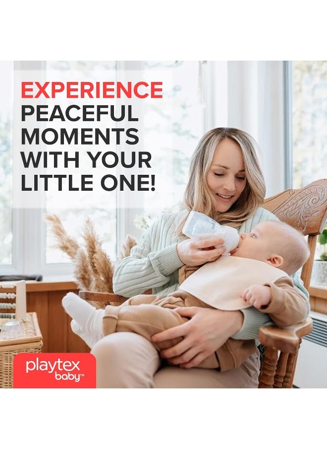Playtex Baby Nurser Anti Colic Bottle with Pre Sterilized Disposable Drop Ins Liners, Closer to Breastfeeding, 8 Ounce Bottles, 3 Count