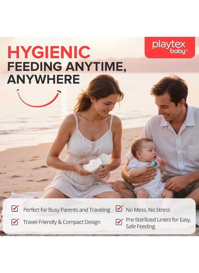 Playtex Baby Nurser Anti Colic Bottle with Pre Sterilized Disposable Drop Ins Liners, Closer to Breastfeeding, 8 Ounce Bottles, 3 Count