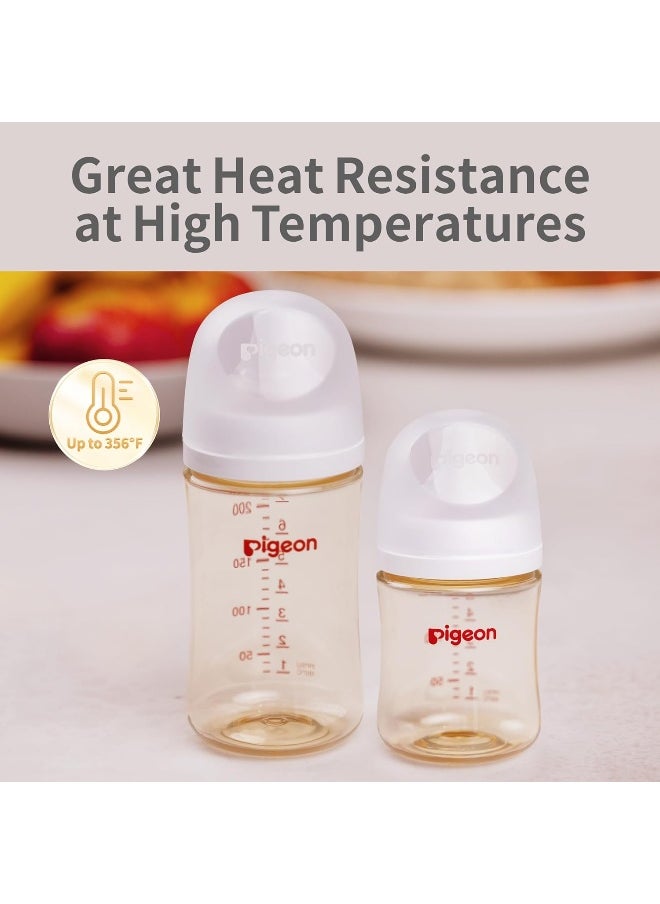 Pigeon PPSU Nursing Bottle Wide Neck, Streamlined Body, Natural Feel, Easy to Clean, White, 8.1 Oz (Pack of 2)
