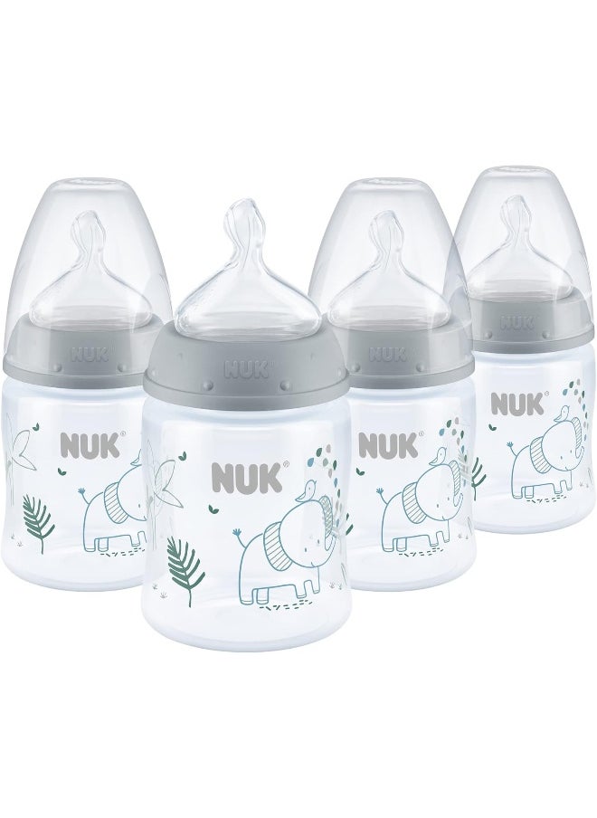 NUK Smooth Flow Anti Colic Baby Bottle, 5 oz, 4 Pack, Elephant