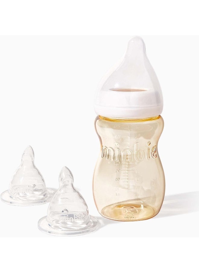 Minbie 3 Month+ Breastfeeding Baby Bottle, BPA-Free Kit