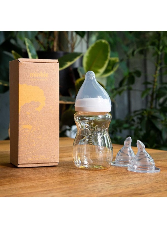 Minbie 3 Month+ Breastfeeding Baby Bottle, BPA-Free Kit