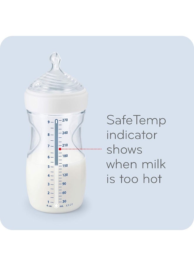 NUK Simply Natural Baby Bottles with SafeTemp Gift Set - Includes 4 Bottles, 3 Pacifiers, and 2 Replacement Bottle