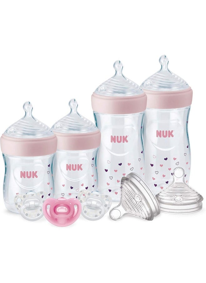 NUK Simply Natural Baby Bottles with SafeTemp Gift Set - Includes 4 Bottles, 3 Pacifiers, and 2 Replacement Bottle