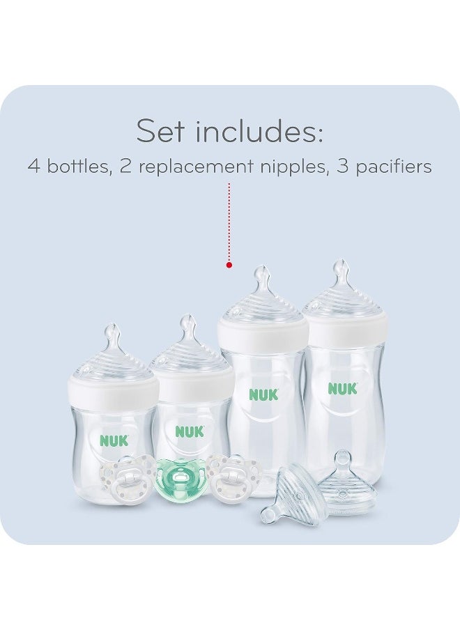 NUK Simply Natural Baby Bottles with SafeTemp Gift Set - Includes 4 Bottles, 3 Pacifiers, and 2 Replacement Bottle