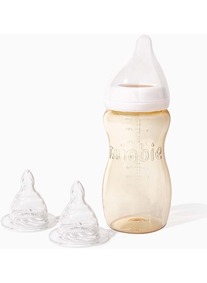 Minbie 6 Months + Breastfeeding Baby Bottle - Anti Colic & Reflux, BPA Free PPSU