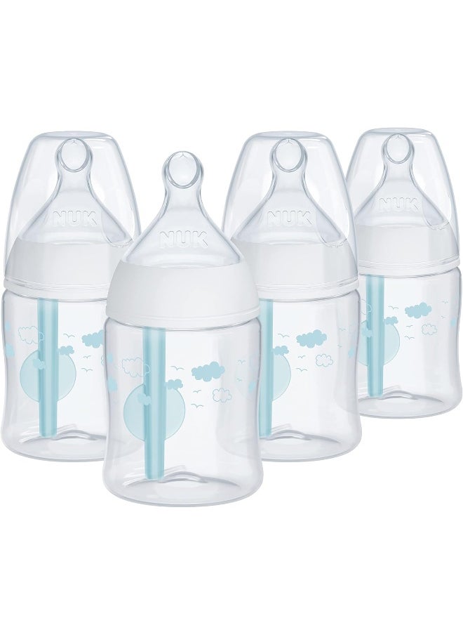 NUK Smooth Flow Pro Anti Colic Baby Bottle - Easy to Assemble and Clean & Reduces Newborn Spit-up & Gas, 5oz, 4-Pack, Neutral