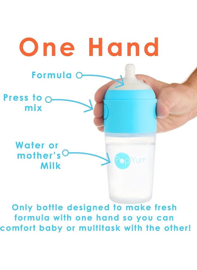 PopYum 9 oz Blue Anti-Colic Formula Making/Mixing/Dispenser Baby Bottles