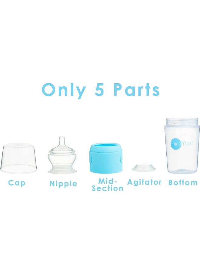 PopYum 9 oz Blue Anti-Colic Formula Making/Mixing/Dispenser Baby Bottles