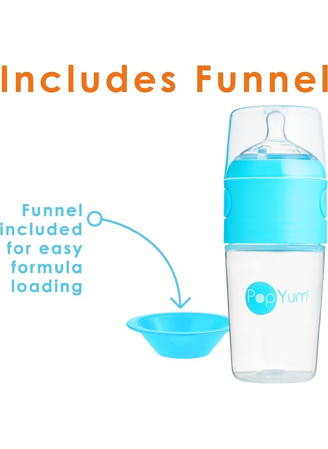 PopYum 9 oz Blue Anti-Colic Formula Making/Mixing/Dispenser Baby Bottles