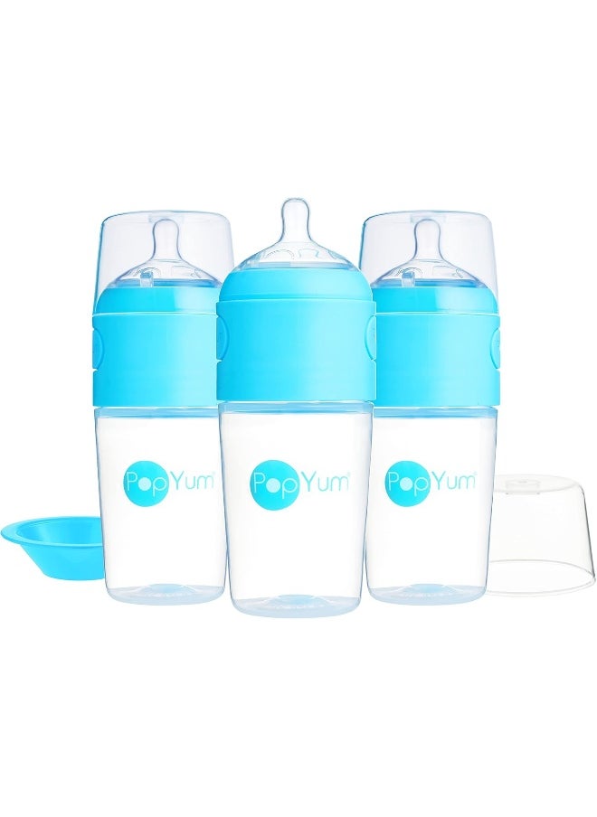 PopYum 9 oz Blue Anti-Colic Formula Making/Mixing/Dispenser Baby Bottles