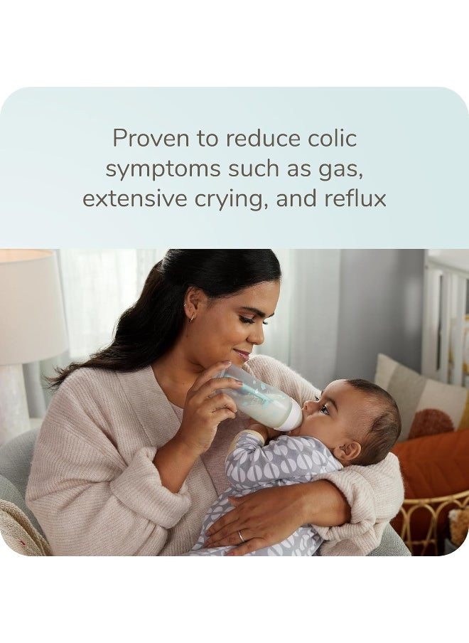 NUK Smooth Flow Pro Anti Colic Baby Bottle - Easy to Assemble and Clean & Reduces Newborn Spit-up & Gas, 10oz, 4-Pack, Neutral
