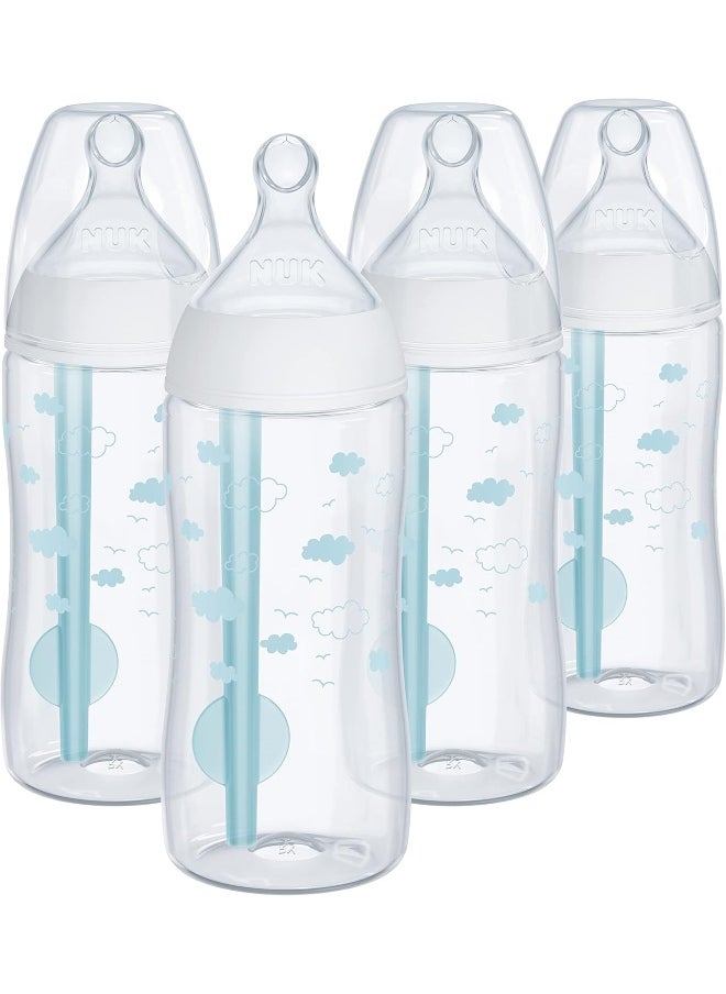 NUK Smooth Flow Pro Anti Colic Baby Bottle - Easy to Assemble and Clean & Reduces Newborn Spit-up & Gas, 10oz, 4-Pack, Neutral