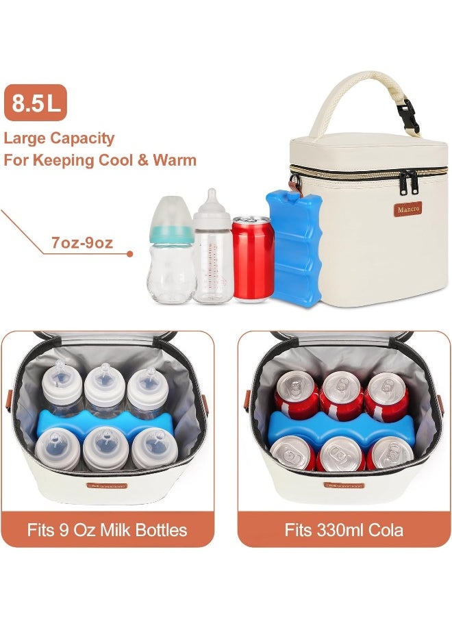 Mancro Breastmilk Cooler Bag with Ice Pack, Insulated Baby Bottle Bag Fits 6 Baby Bottle Up to 9 Ounce, Baby Bottle Bag Great for Nursing Mom Daycare