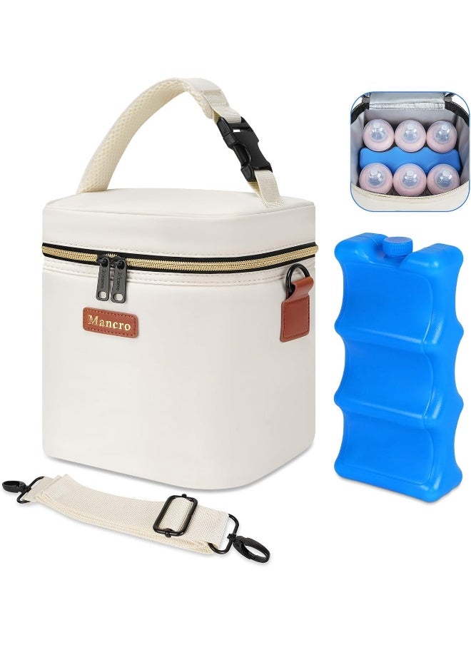 Mancro Breastmilk Cooler Bag with Ice Pack, Insulated Baby Bottle Bag Fits 6 Baby Bottle Up to 9 Ounce, Baby Bottle Bag Great for Nursing Mom Daycare