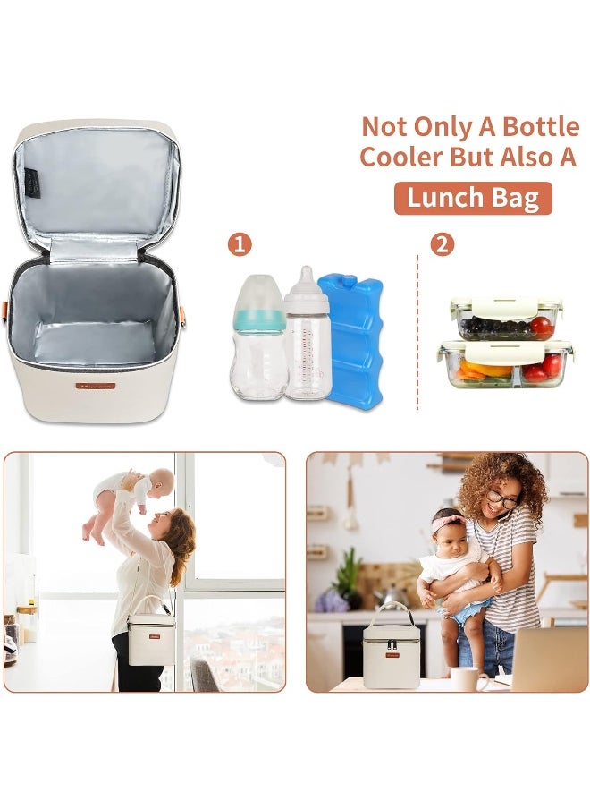 Mancro Breastmilk Cooler Bag with Ice Pack, Insulated Baby Bottle Bag Fits 6 Baby Bottle Up to 9 Ounce, Baby Bottle Bag Great for Nursing Mom Daycare
