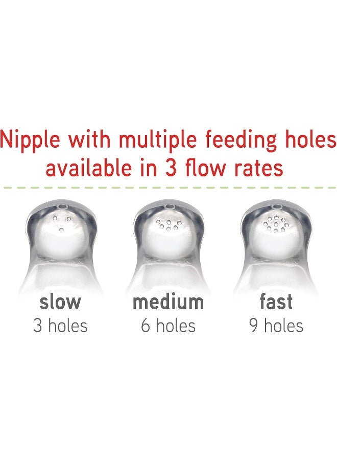 NUK Simply Natural Baby Bottle - Slow Flow, Silicone, Extra Soft, Anti-Colic Air System, BPA-Free, Pack of 2