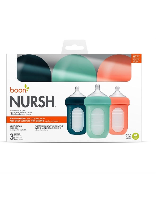 Boon® NURSH® Reusable Silicone Pouch Bottles - Mint, 8oz, (3pk)