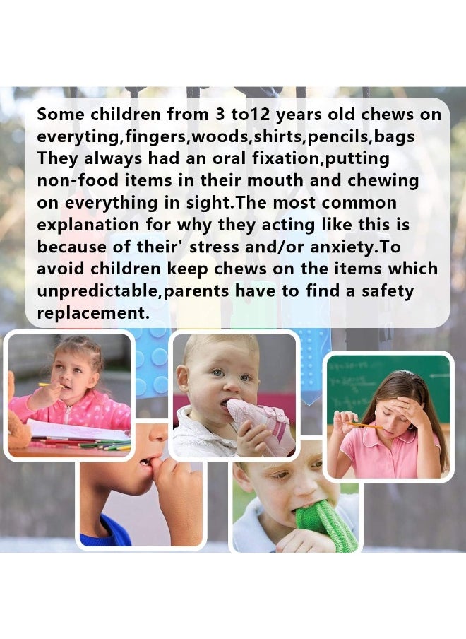 Sensory Chew Necklaces for Kids - 4 Pack Silicone Chewy Necklaces for ADHD, Autism, Biting and Oral Motor Needs