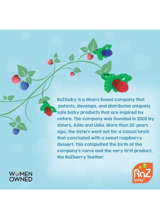 RaZbaby RaZberry Pop Teether for Babies 3 Months & Up - Natural Raspberry Shaped Designed with Soft BPA Free Silicone Poppers - Textured for Sensory Stimulation & Development