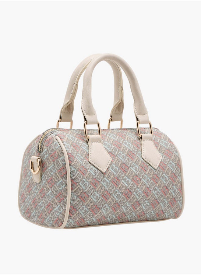 Women's Monogram Print Duffel Bag with Double Handles and Zip Closure