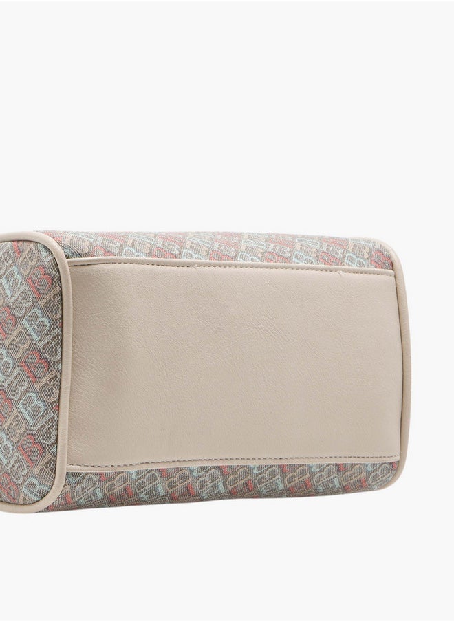 Women's Monogram Print Duffel Bag with Double Handles and Zip Closure