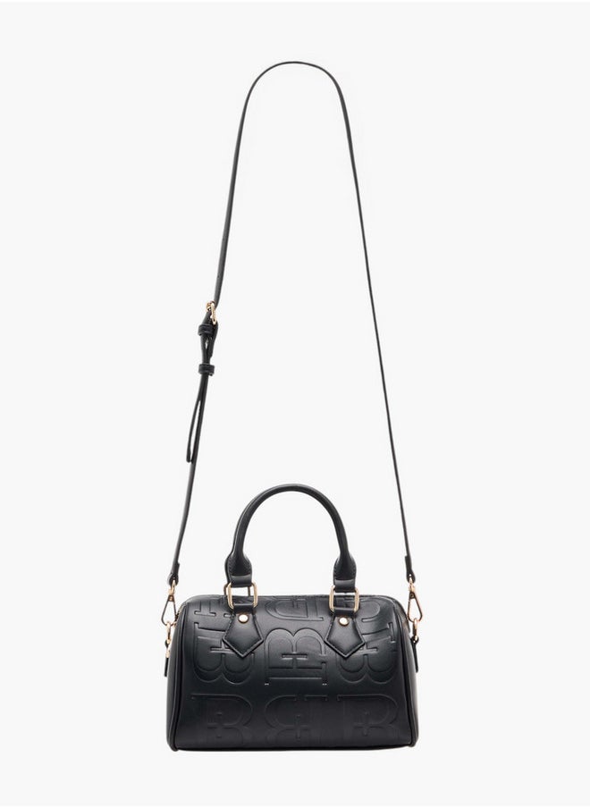Women's Monogram Print Duffel Bag with Double Handles and Zip Closure