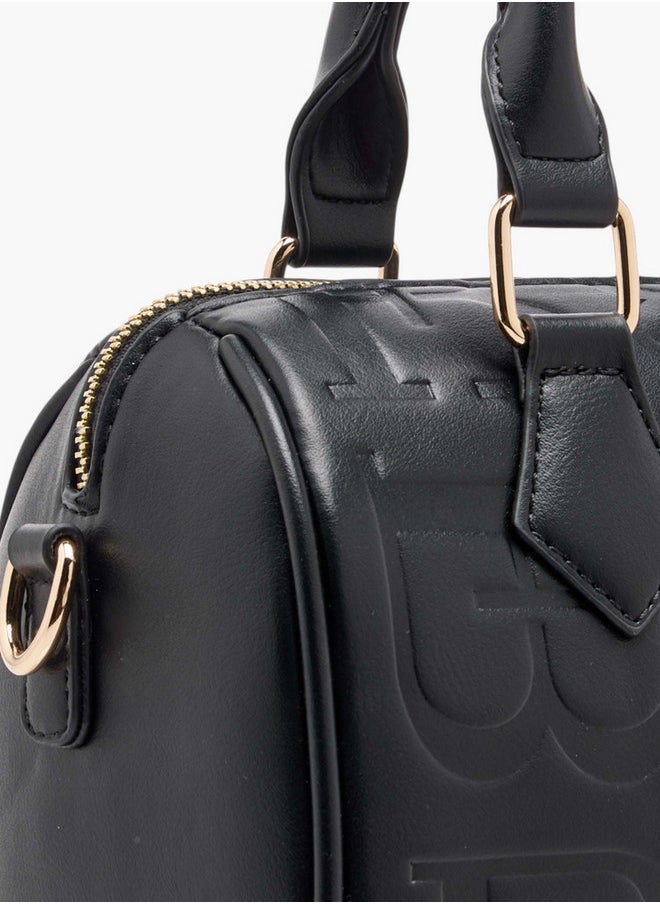 Women's Monogram Print Duffel Bag with Double Handles and Zip Closure